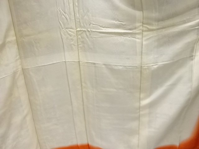  未使用品　縮緬地几帳に草花模様小紋着物